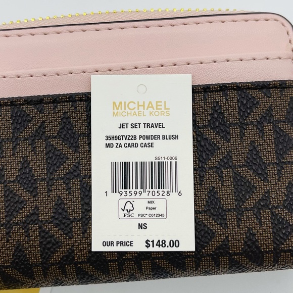 Michael Kors Medium ZA Card Case Wallet Powder Blush Multi - Picture 9 of 9